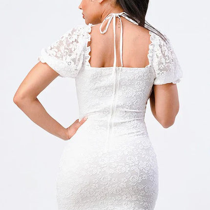 BUBBLE SLEEVES BODYCON MINI DRESS