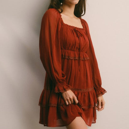 Crinkled Tiered Boho Mini Dress