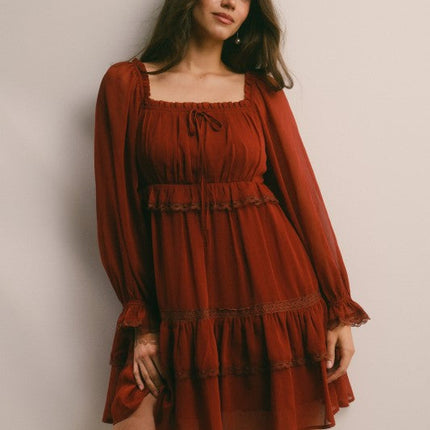 Crinkled Tiered Boho Mini Dress