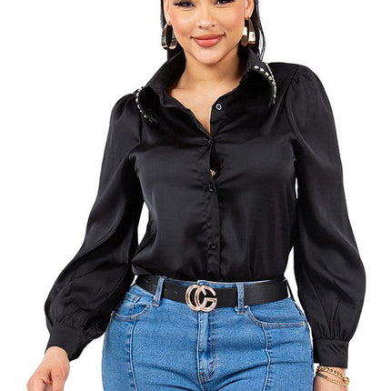 Diamond Collared Button Down Shirt