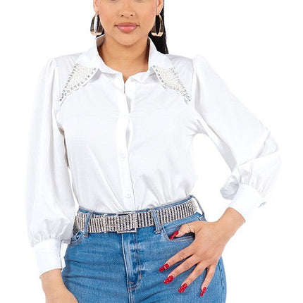 Pearl Collared Button Down Shirt