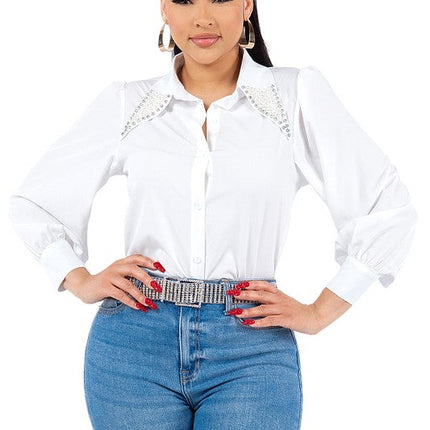 Pearl Collared Button Down Shirt