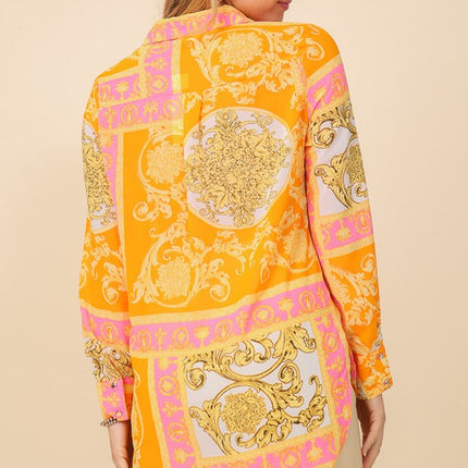 Italian Print Button Down Top