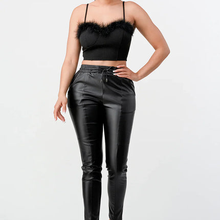 LUX FUR CREPE CROP TOP