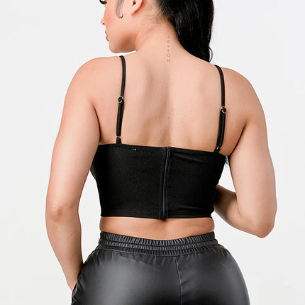 LUX FUR CREPE CROP TOP