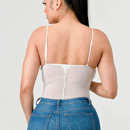 SEXY MESH CHEVRON PATTERN BODYSUIT