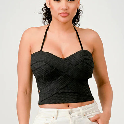 ZIG ZAG BANDAGE CROP TUBE TOP