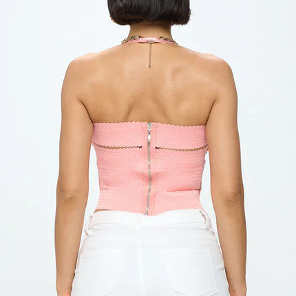 ZIG ZAG BANDAGE CROP TUBE TOP