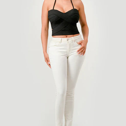 ZIG ZAG BANDAGE CROP TUBE TOP