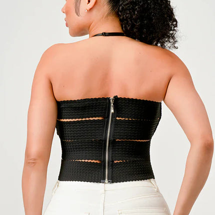 ZIG ZAG BANDAGE CROP TUBE TOP