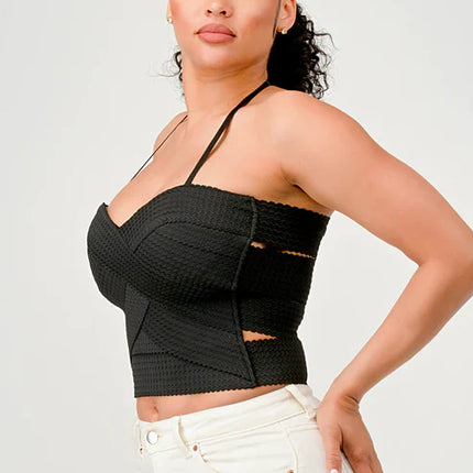 ZIG ZAG BANDAGE CROP TUBE TOP