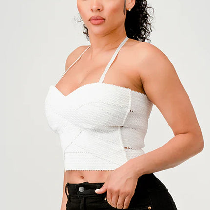 ZIG ZAG BANDAGE CROP TUBE TOP