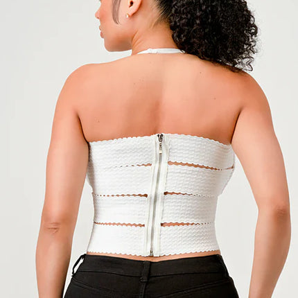 ZIG ZAG BANDAGE CROP TUBE TOP