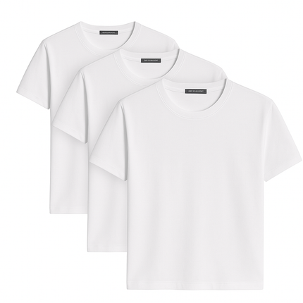 Mens Crew neck 3 Pack Solid 100% Cotton Double Neck Ribbed S-5XL