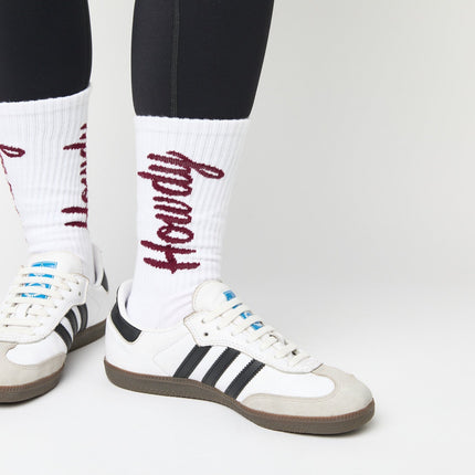 White Howdy Casual Crew Socks