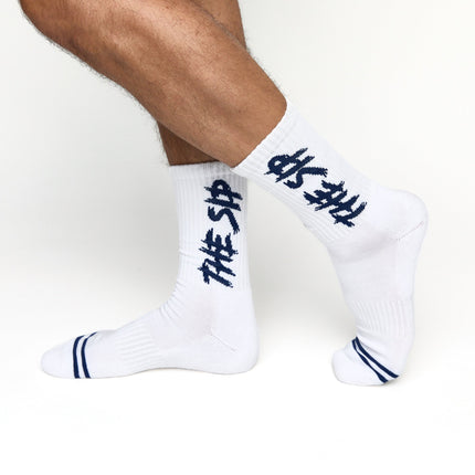 White The Sip Casual Crew Socks