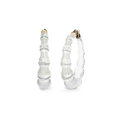 Bamboo Illusion Lucite Hoop Earrings